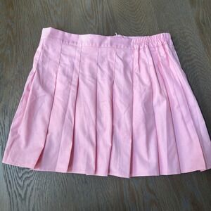 🎊Pink Pleated Mini Skirt Schoolgirl Style Elastic Waistband